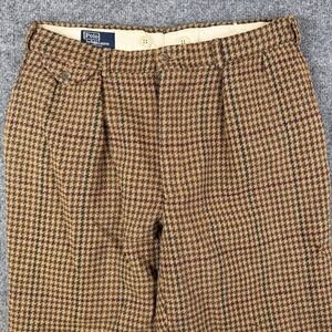 VTG Polo Ralph Lauren Pants Mens 32x34 Houndstooth Tweed Pleated Made in USA 70s